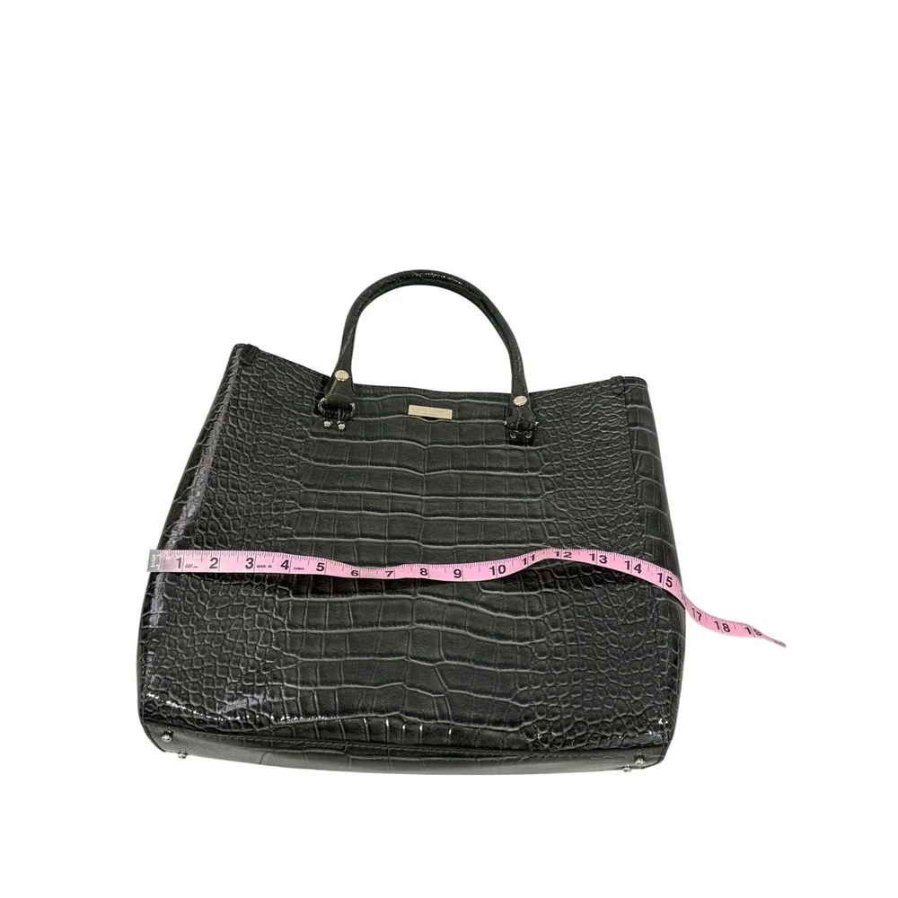 Kate Spade New York Grey Croc Embossed Patent Leather Tote Bag Shoulder Purse